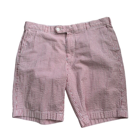 BROOKS BROTHERS Men's Red White Seersucker Striped Shorts Size 38 - Picture 1 of 9